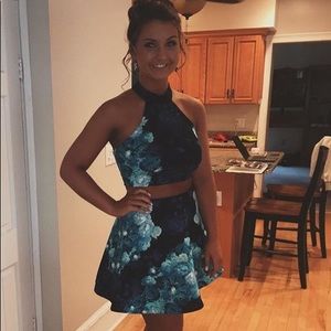 Blue two piece formal dress